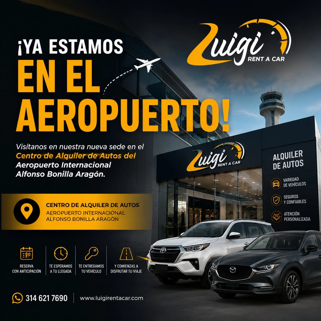 Luigi Rent a Car en el Aeropuerto Alfonso Bonilla Aragón